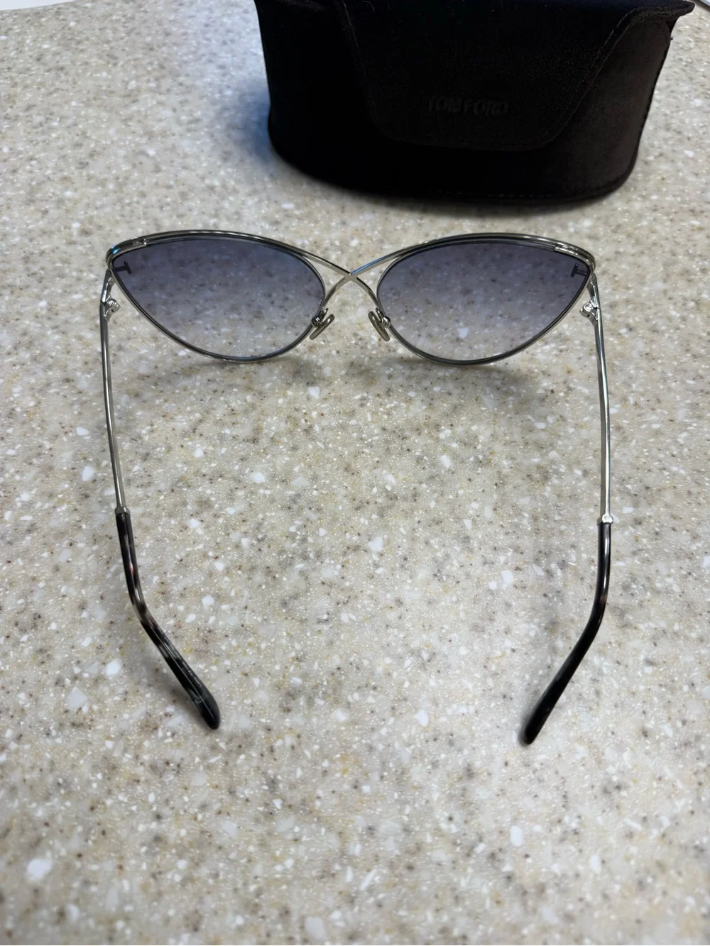 Tom Ford Silver Metal Cat-Eye Sunglasses with Gray Lenses
